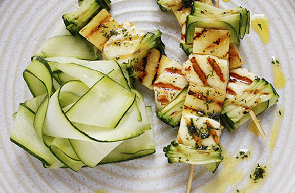 Brochette Halloum & Ananas Glacee A La Menthe Et Citron Vert