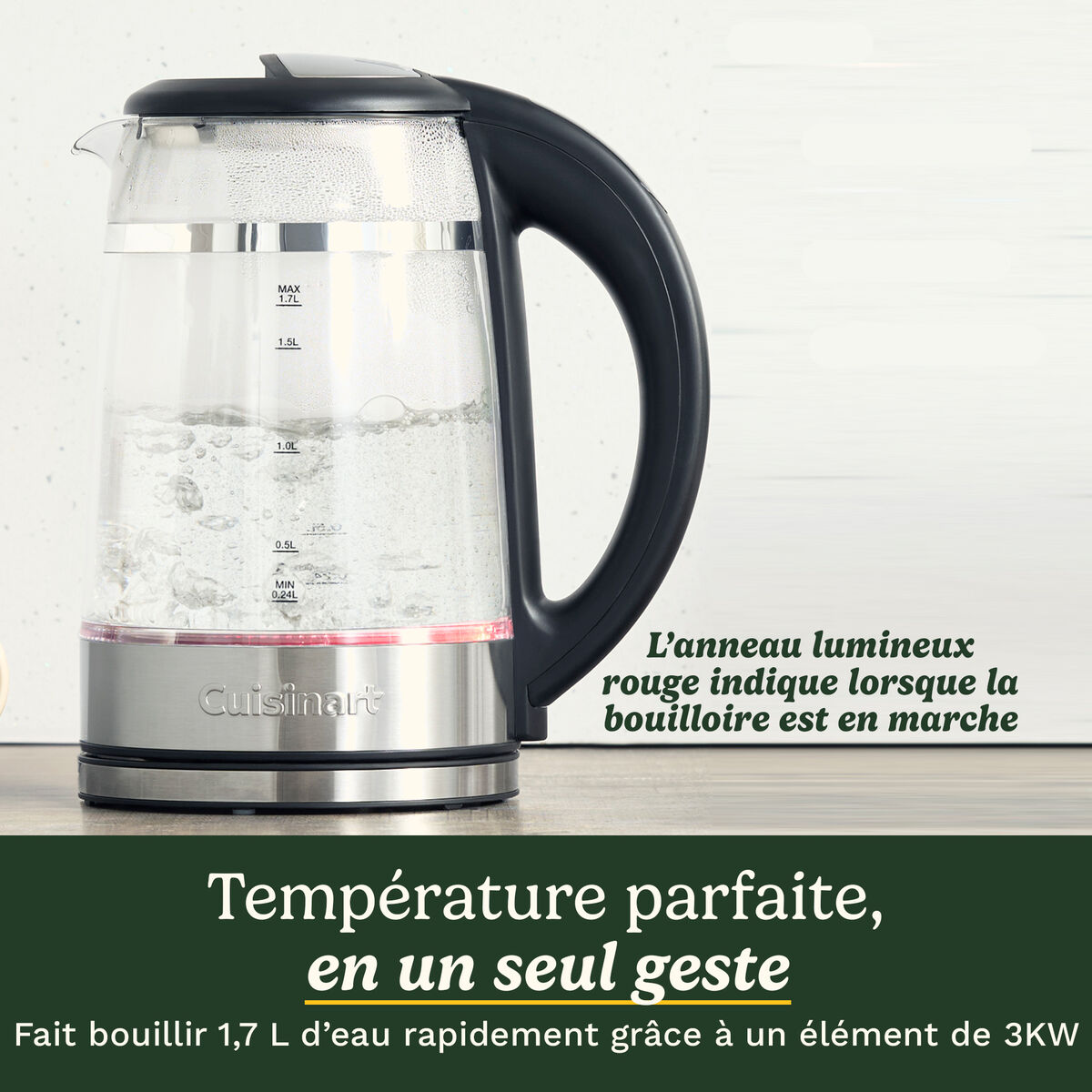 Cuisinart Bouilloire En Verre 1,7 L Avec Contr&ocirc;le De Temp&eacute;rature Variable