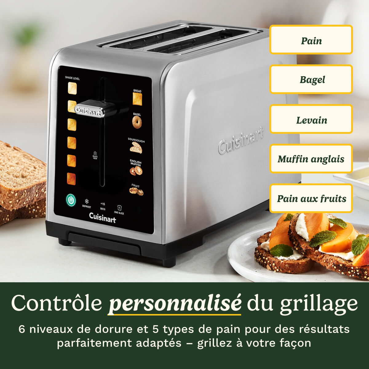 Cuisinart SimpliTouch XL Grille-Pain 2 Tranches avec &Eacute;cran Tactile Couleur