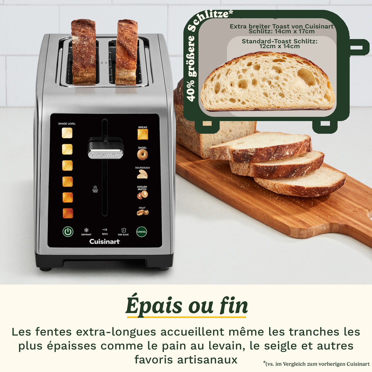Cuisinart SimpliTouch XL Grille-Pain 2 Tranches avec &Eacute;cran Tactile Couleur