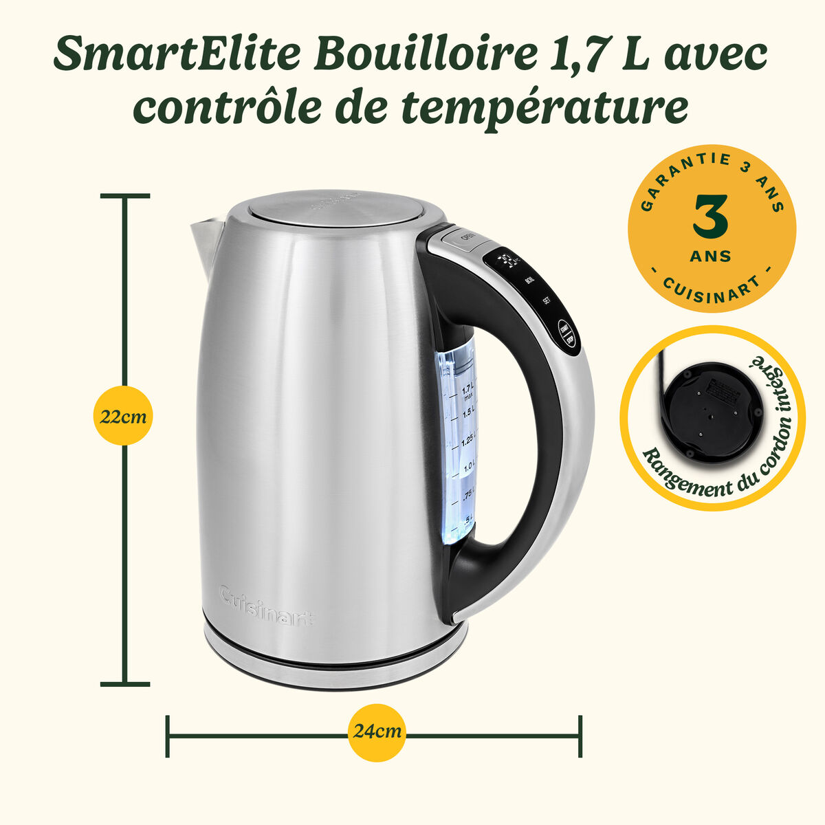 Cuisinart Bouilloire &Eacute;lectrique SmartElite Temp Control 1,7L Inox 8