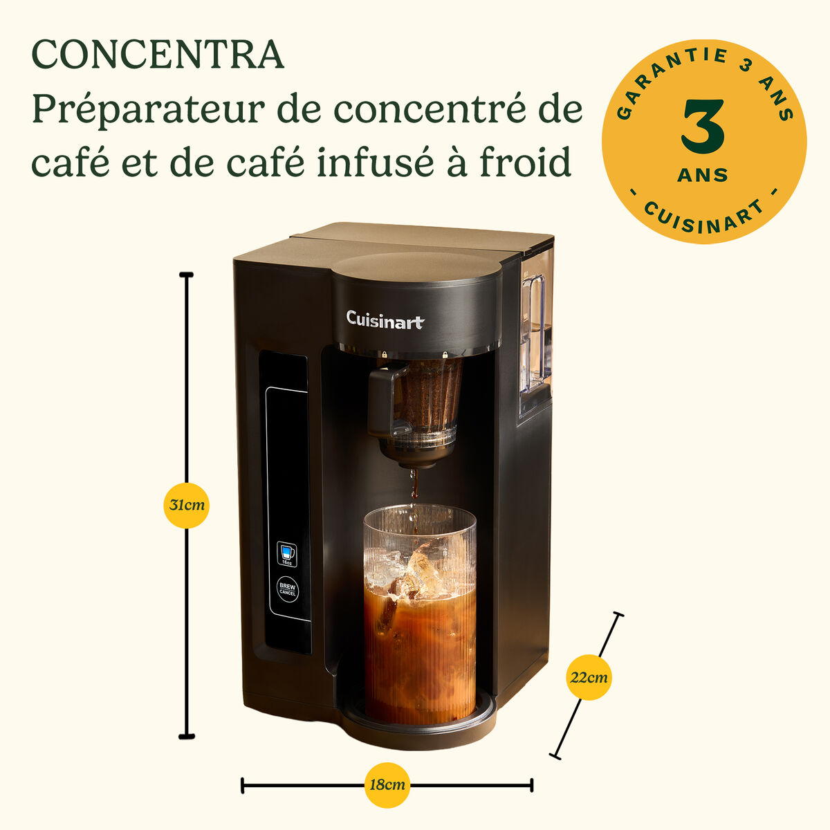 Cuisinart CONCENTRA Pr&eacute;parateur de concentr&eacute; de caf&eacute; et de caf&eacute; infus&eacute; &agrave; froid 9