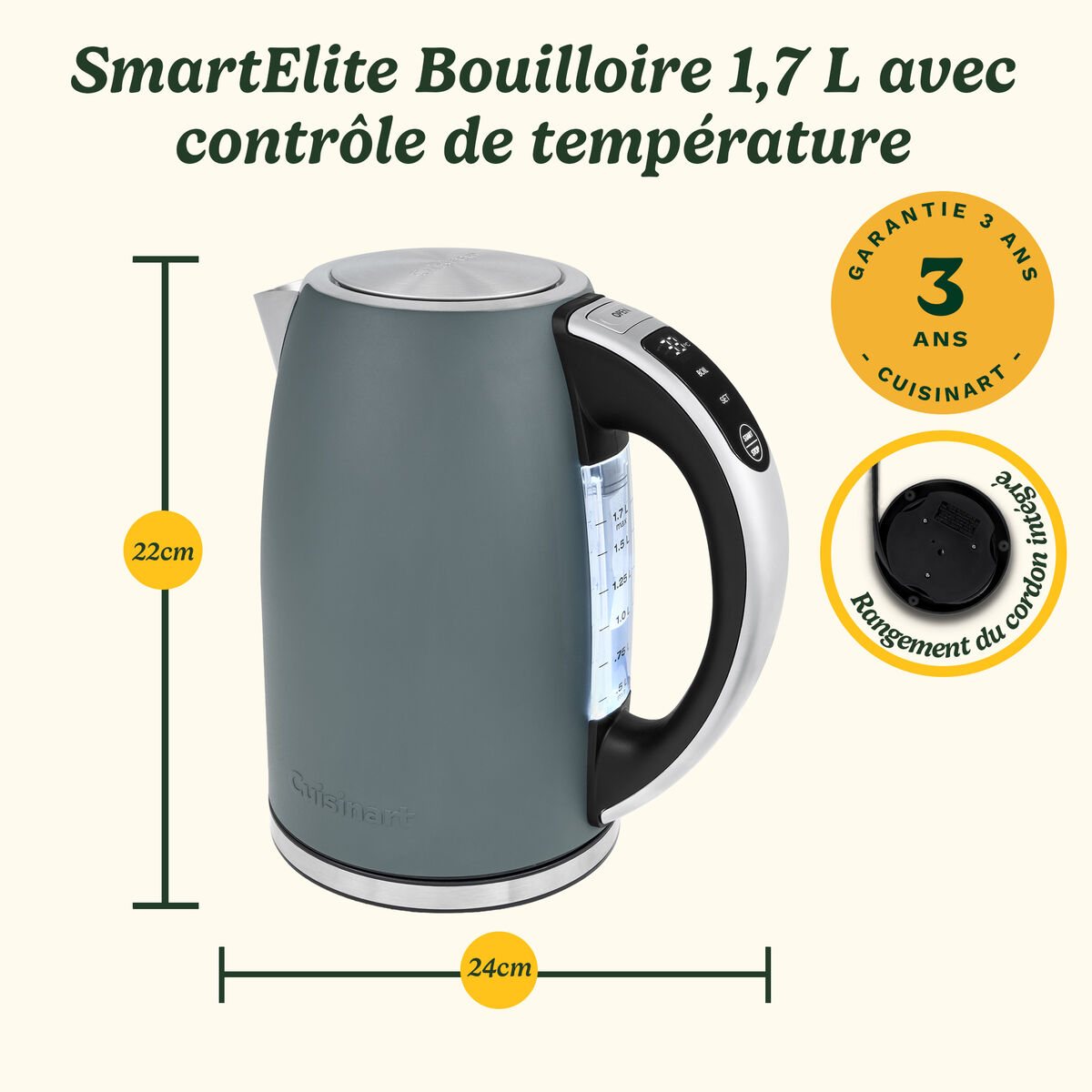 Cuisinart Bouilloire &Eacute;lectrique SmartElite Temp Control 1,7L Denim 8