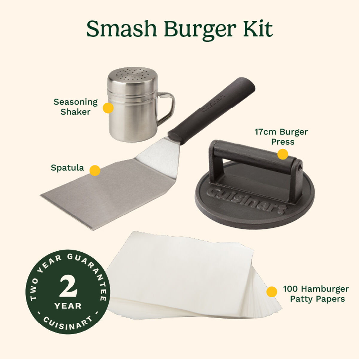 Cuisinart Cast Iron Burger Press Kit 17cm
