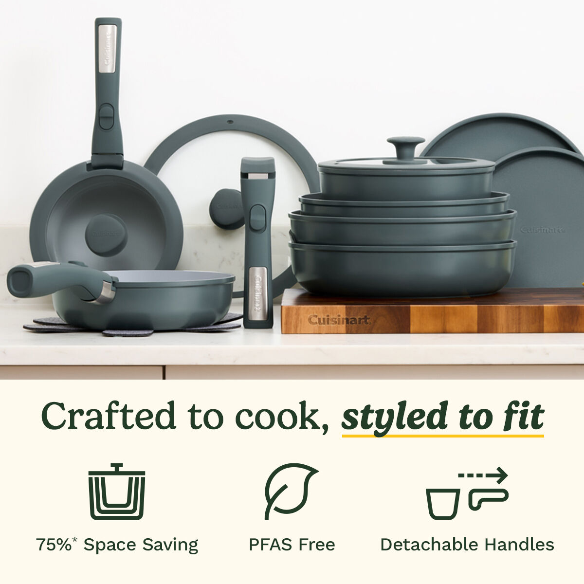 Cuisinart ClickSmart 18pcs Non-Stick Detachable Handle Cookware, , large 2