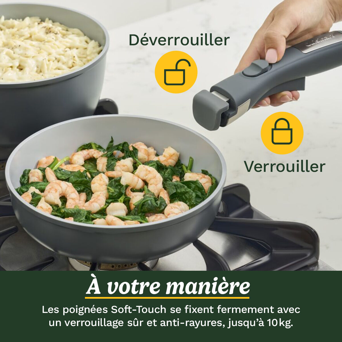 Cuisinart ClickSmart Batterie De Cuisine Antiadh&eacute;sive 18 Pi&egrave;ces &agrave; Poign&eacute;e Amovible, , large 4