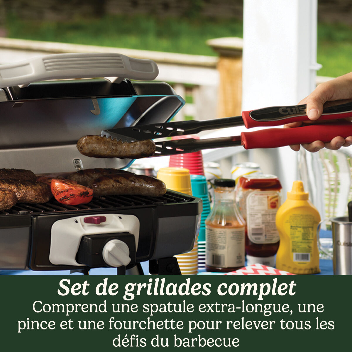 Cuisinart Ensemble De 3 Outils Pour Grillades Avec Gants, Noir, large 3