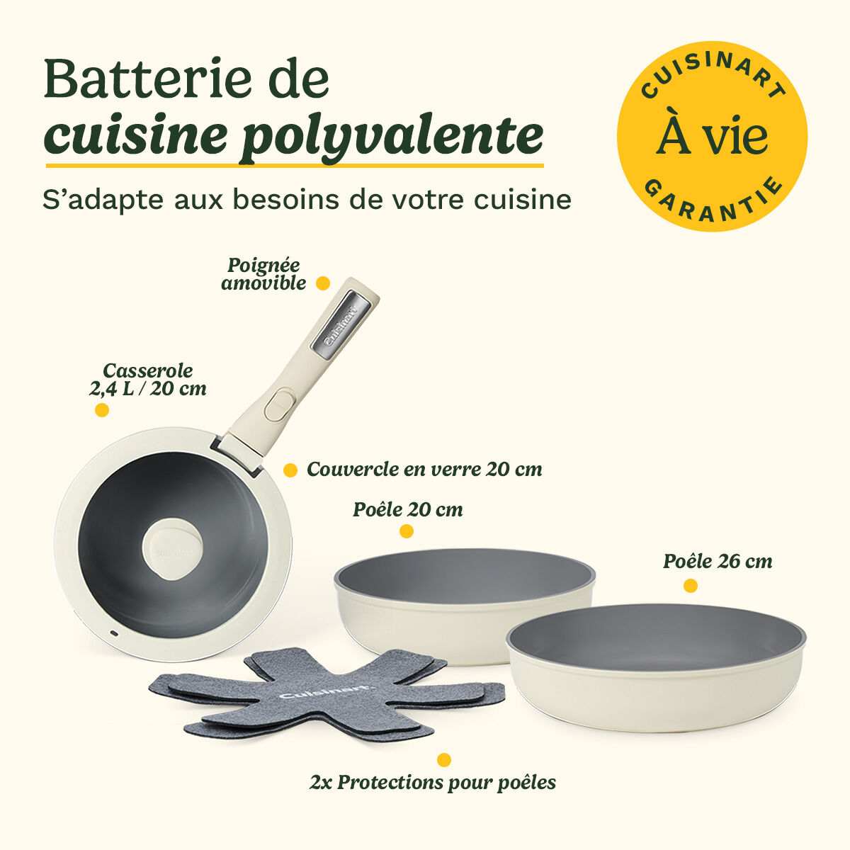 Cuisinart ClickSmart Batterie de Cuisine 7 Pi&egrave;ces Antiadh&eacute;sive &agrave; Poign&eacute;e Amovible, , large 10