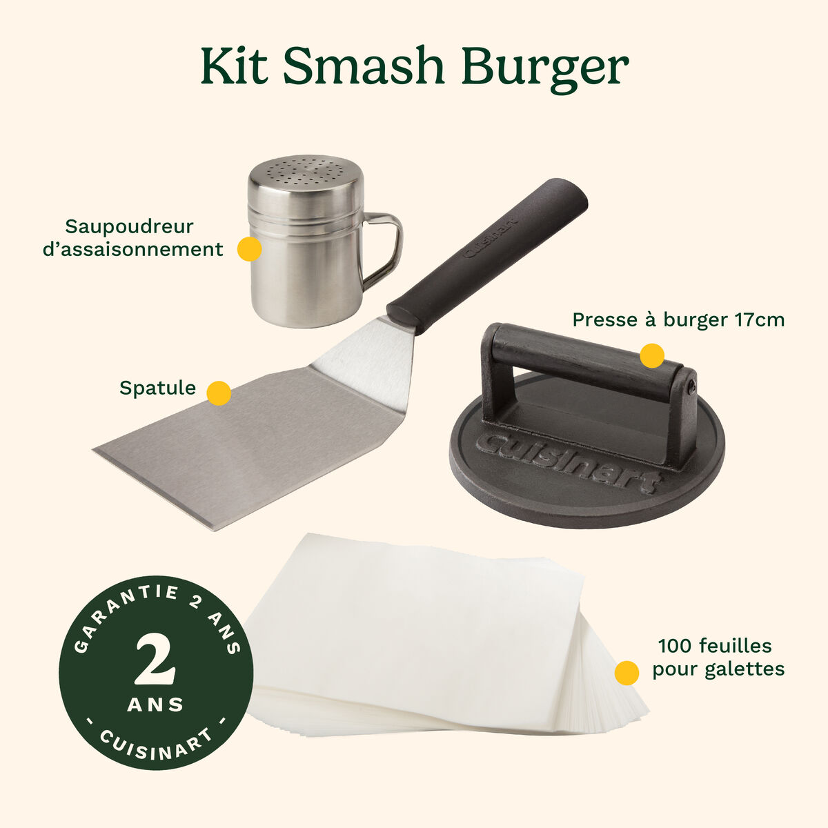 Cuisinart Kit Presse &agrave; Burger en Fonte 17 cm